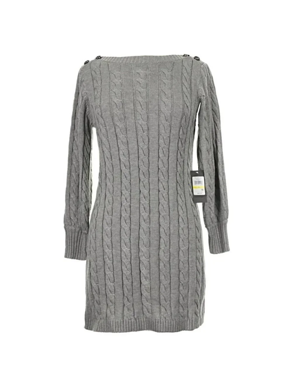 Jessica Howard Womens 3/4 Sleeve Cable Knit Dress Gray Size Medium NWT